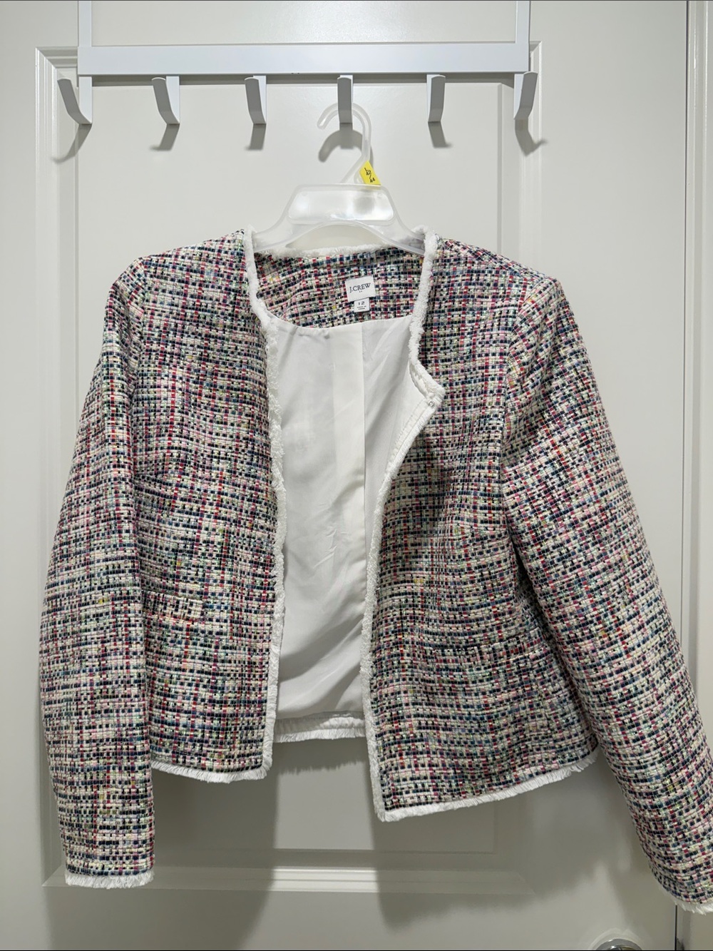 J. Crew Factory Cream Multicolor Tweed Open-Front Blazer